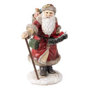 Vánoční dekorace socha Santa s nůší dárků - 14*12*20 cm Clayre & Eef  - -
