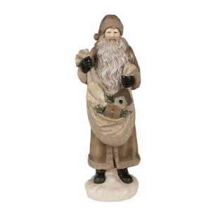 Vánoční dekorace socha Santa s pytlem dárků - 11*11*30 cm Clayre & Eef  - -
