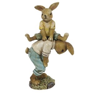 Velikonoční dekorace hrajících si králíků - 9*4*15 cm Clayre & Eef  - -