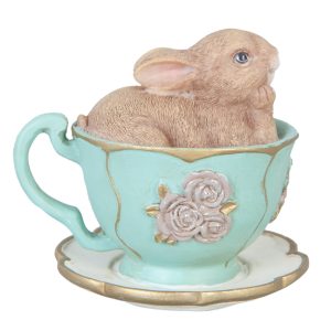 Velikonoční dekorace králíček v šálku - 8*7*7 cm Clayre & Eef  - -