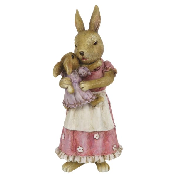 Velikonoční dekorace králíčí maminky s holčičkou - 8*7*19 cm Clayre & Eef  - -