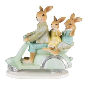 Velikonoční dekorace králičí rodinka na skútru - 17*7*15 cm Clayre & Eef  - -
