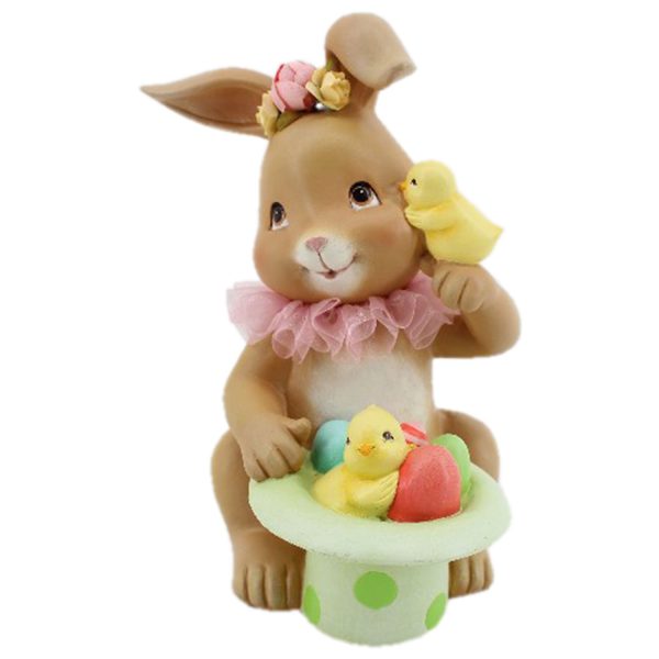 Velikonoční dekorace králičí slečny s kloboukem - 18*16*23 cm Clayre & Eef  - -