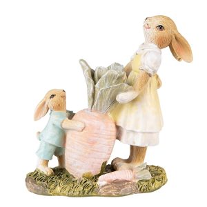 Velikonoční dekorace králíci tahající mrkev - 12*6*13 cm Clayre & Eef  - -