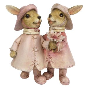 Velikonoční dekorace králičích slečen v pršipláštích - 13*8*13 cm Clayre & Eef  - -