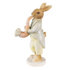 Velikonoční dekorace králík hrající na mrkev - 5*8*16 cm Clayre & Eef  - -