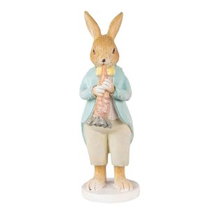Velikonoční dekorace králík hrající na mrkev - 7*5*15 cm Clayre & Eef  - -