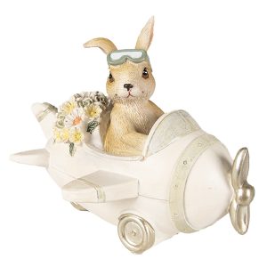 Velikonoční dekorace králík v letadle - 15*11*12 cm Clayre & Eef  - -