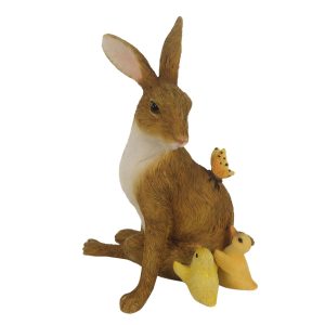 Velikonoční dekorace králíka s kuřátky - 10*7*13 cm Clayre & Eef  - -