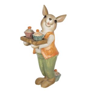 Velikonoční dekorace králíka s muffiny - 11*6*16 cm Clayre & Eef  - -