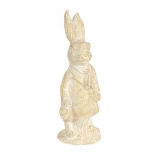 Velikonoční dekorace králíka v krémovo-žlutém provedení Métallique - 4*4*11 cm Clayre & Eef  - -