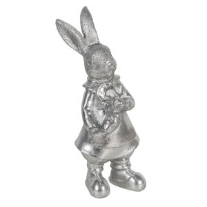 Velikonoční dekorace králíka ve stříbrném provedení Métallique - 12*11*22 cm Clayre & Eef  - -