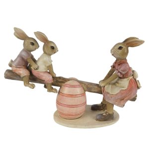 Velikonoční dekorace králíků na houpačce - 20*7*13 cm Clayre & Eef  - -