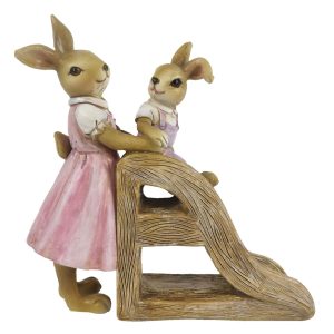 Velikonoční dekorace králíků u skluzavky - 14*6*15 cm Clayre & Eef  - -