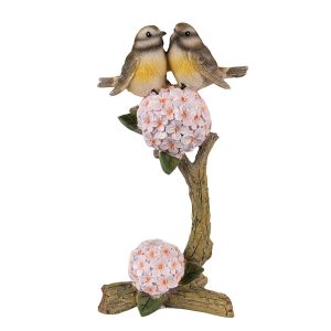 Velikonoční dekorace sýkorky na větvičce s květy - 10*6*19 cm Clayre & Eef  - -