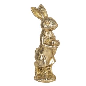 Velikonoční dekorace zlatého králíka s mrkví Métallique - 9*8*23 cm Clayre & Eef  - -