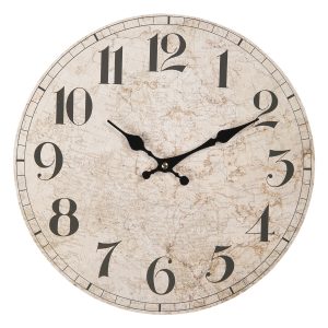 Vintage nástěnné hodiny Carte – Ø 34*4 cm / 1*AA Clayre & Eef  - -