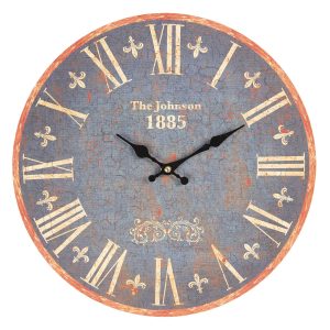 Vintage nástěnné hodiny s patinou The Johnson - Ø 34*3 cm / 1*AA Clayre & Eef  - -