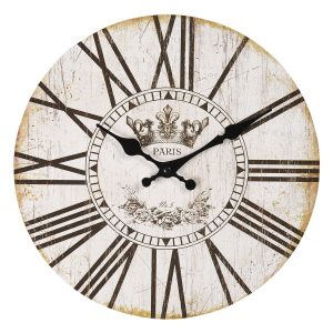 Vintage nástěnné hodiny s římskými číslicemi Paris – Ø 30*3 cm / 1*AA Clayre & Eef  - -