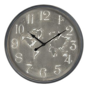 Vintage nástěnné hodiny se světadíly – Ø 48*6 cm / 1*AA Clayre & Eef  - -