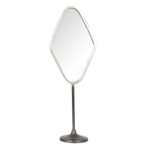 Stříbrné antik kovové stolní kosmetické zrcadlo - 14*9*43 cm Clayre & Eef  - -