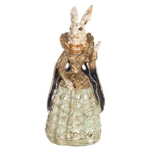 Vintage velikonoční dekorace Králičí dáma v šatech - 5*4*11 cm Clayre & Eef  - -