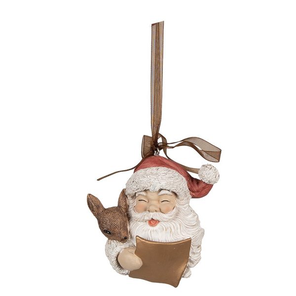 Závěsná vánoční dekorace Santa se srnečkem - 9*5*9 cm Clayre & Eef  - -