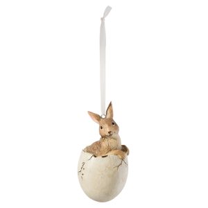 Závěsná velikonoční dekorace zajíček ve vajíčku I- Ø 5*11 cm Clayre & Eef  - -