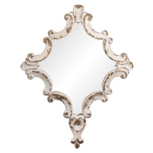 Zdobené vintage zrcadlo v bílo hnědém dřevěném rámu - 60*3*76 cm Clayre & Eef  - -