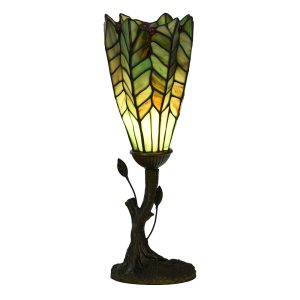 Zelená stolní lampa Tiffany ve tvaru květu - Ø 15*42 cm E14/max 1*25W Clayre & Eef  - -