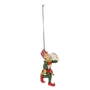 Zeleno-červená vánoční závěsná dekorace Elf I - 5*4*11 cm Clayre & Eef  - -