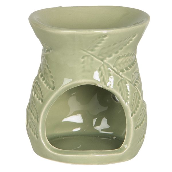 Zelený aroma svícen s listy - 8*7*9 cm Clayre & Eef  - -