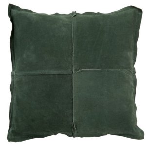 Zelený kožený polštář s výplní - 45*45cm J-Line by Jolipa  - -