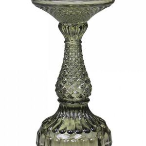 Zelený skleněný svícen Diamond - Ø 9*17 cm Chic Antique  - -