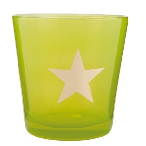 Zelený svícen na čajovou svíčku s hvězdou - Ø 10*10 cm   Clayre & Eef  - -