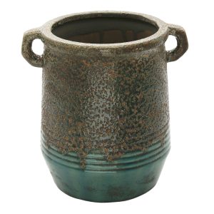 Zelný keramický květináč/váza s uchy Aylin - Ø 16*19 cm Clayre & Eef  - -