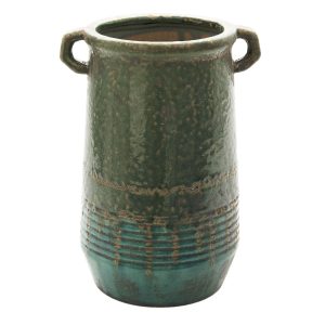 Zelný keramický květináč/váza s uchy Aylin - Ø 16*26 cm Clayre & Eef  - -