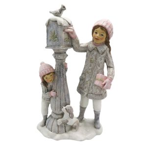 Zimní dekorace dívky u poštovní schránky - 13*7*22 cm Clayre & Eef  - -