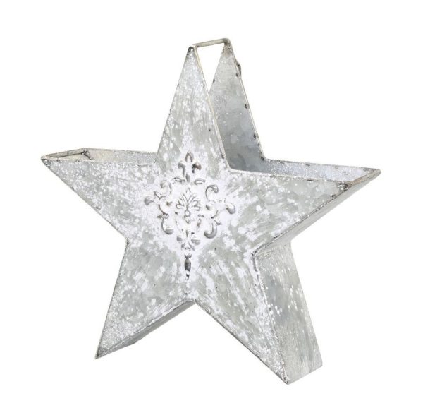 Zinková antik kovová dekorace ve tvaru hvězdy - 26*7*25cm Chic Antique  - -