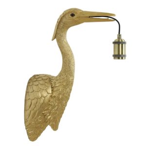 Zlatá antik nástěnná lampa jeřáb Crane - 30*16*48 cm / E27 Light & Living  - -