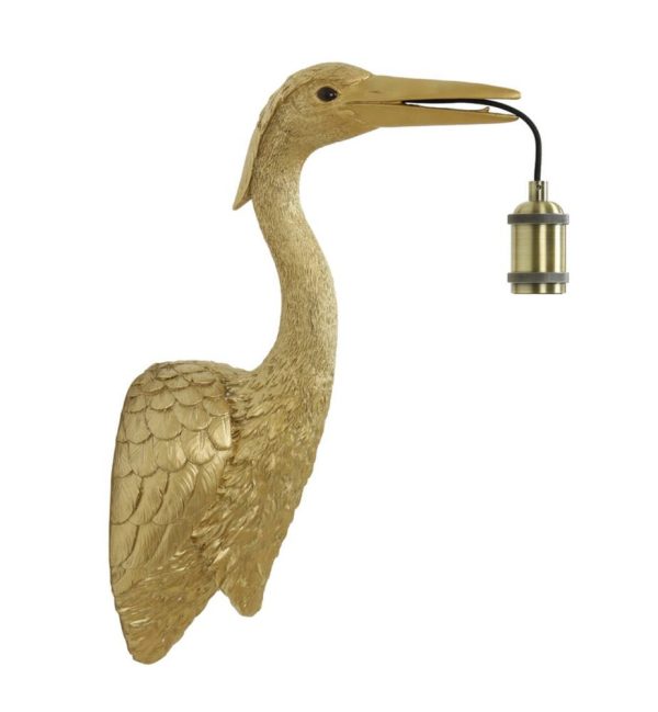 Zlatá antik nástěnná lampa jeřáb Crane - 30*16*48 cm / E27 Light & Living  - -