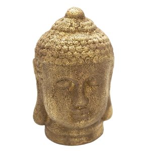 Zlatá keramická dekorace hlava Buddhy - 14*14*23 cm Clayre & Eef  - -