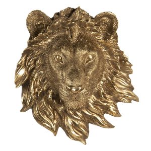Zlatá nástěnná dekorace hlavy lva - 18*8*21 cm Clayre & Eef  - -