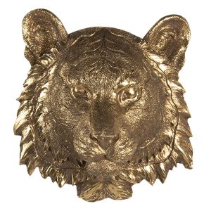 Zlatá nástěnná dekorace hlavy tygra - 17*8*19 cm Clayre & Eef  - -