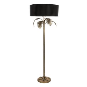 Zlatá stojací lampa s černým stínidlem Phyllida – Ø 60*165 cm Clayre & Eef  - -