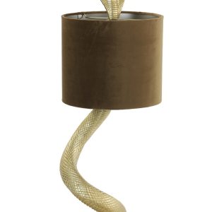 Zlatá stolní lampa va tvaru hada Snake s karamelovým stínidlem - 27*25*68cm / E27 Light & Living  - -