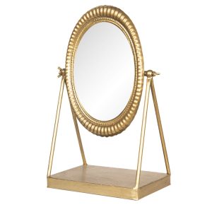 Zlaté antik kovové kosmetické zrcadlo Vioni - 23*13*35 cm Clayre & Eef  - -
