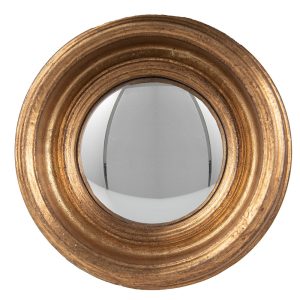 Zlaté antik kulaté nástěnné vypouklé zrcadlo Beneoit – Ø 24*7 cm Clayre & Eef  - -