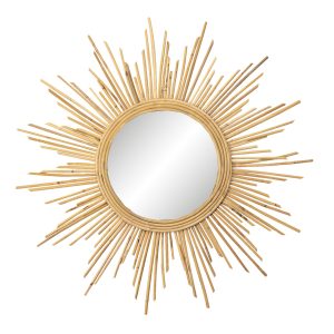 Přírodní nástěnné zrcadlo ve tvaru slunce v ratanovém rámu Sunny - Ø 80/48 cm Clayre & Eef  - -