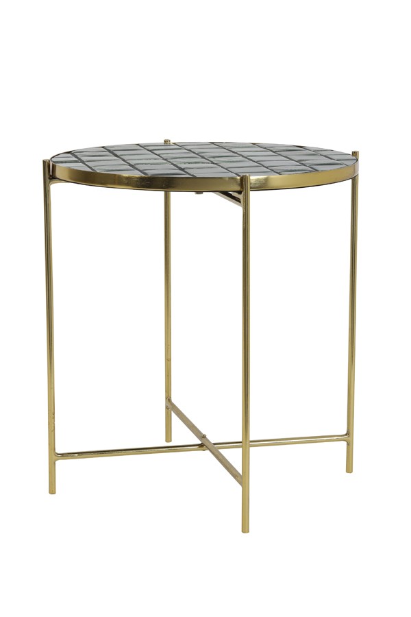 Zlato hnědý kovový stolek Girardot - Ø 41*42 cm Light & Living  - -